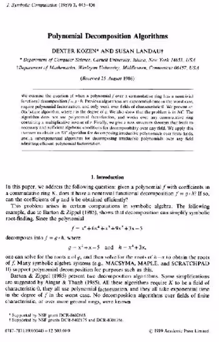 خرید و دانلود نسخه کامل کتاب Polynomial decomposition algorithm