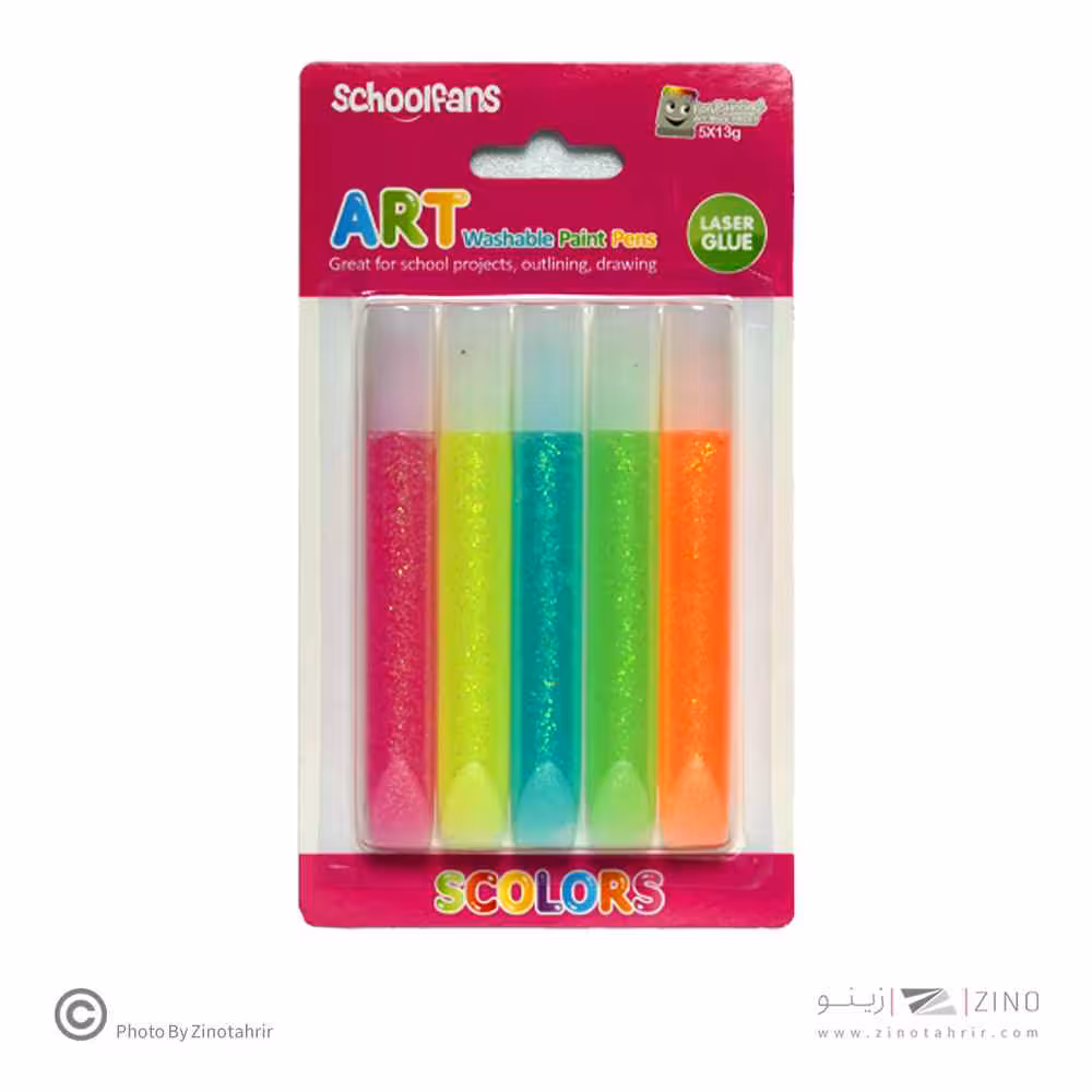 چسب اکلیلی5رنگ 13گرمی نئون اسکول فنز کد92713