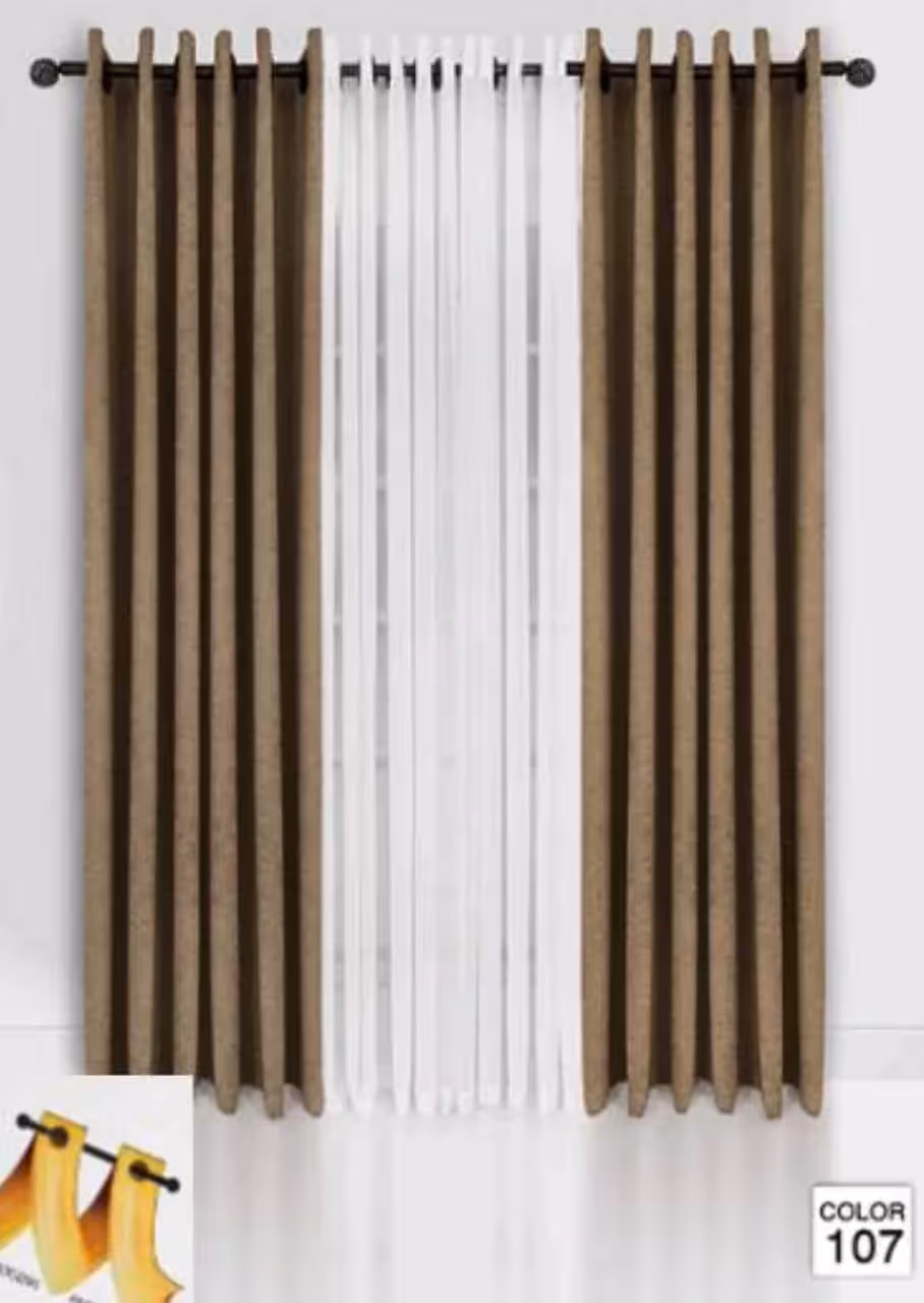 پرده آماده پانچی مخمل مات نسکافه ای