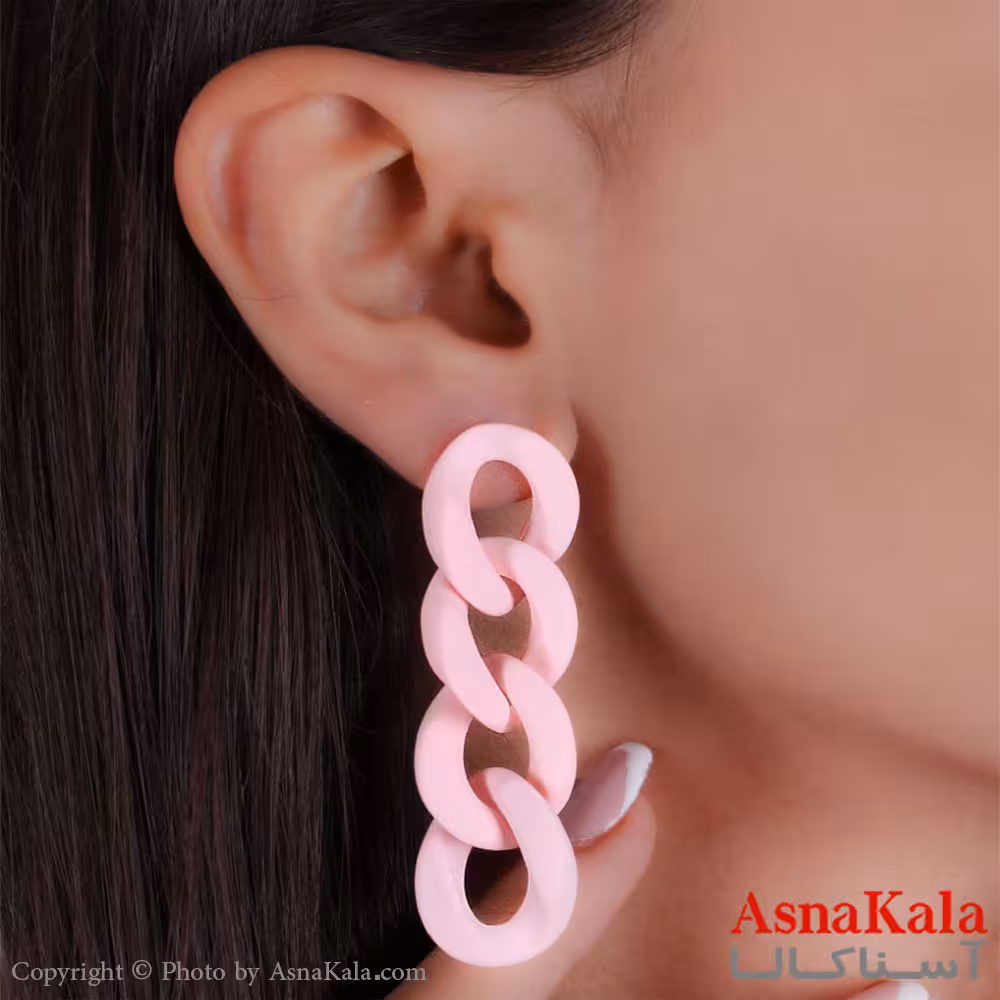 گوشواره فانتزی استیل رنگ صورتی کد GSH15143W - آسناکالا
