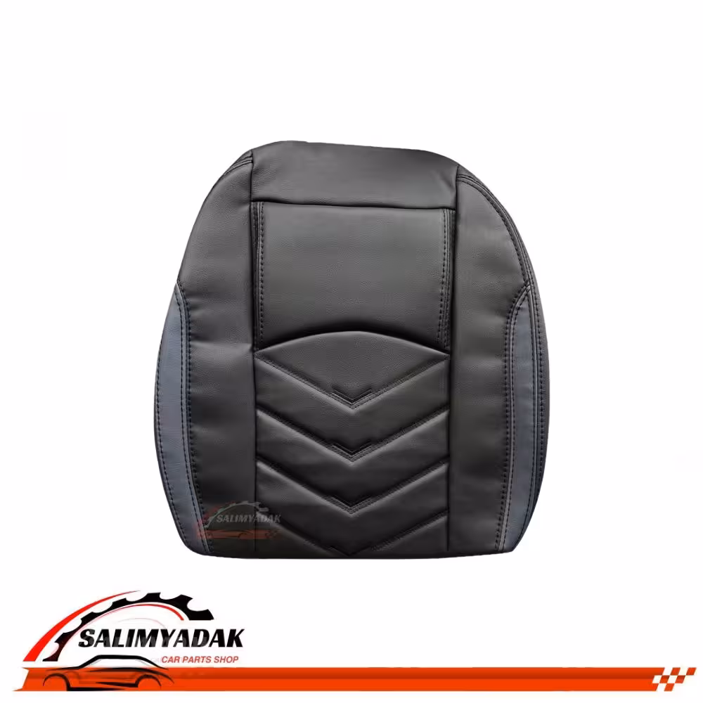 روکش صندلی کوییک چرم رنگ مشکی نوار طوسی