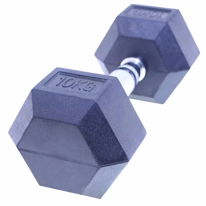 دمبل مدل Rubber شش‌ضلعی وزن 10 کیلوگرم