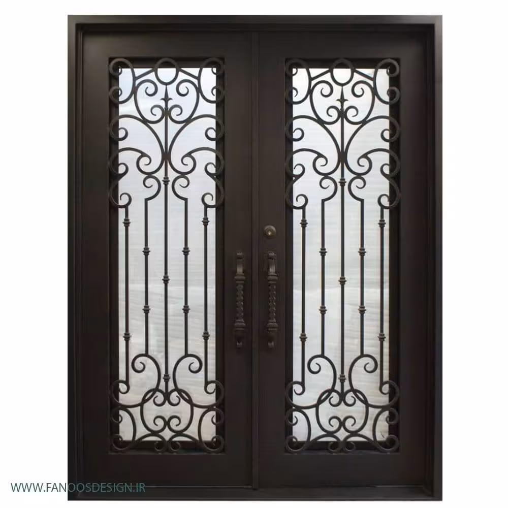 درب فرفورژه فلزی دو لنگه ویلایی کد 1146