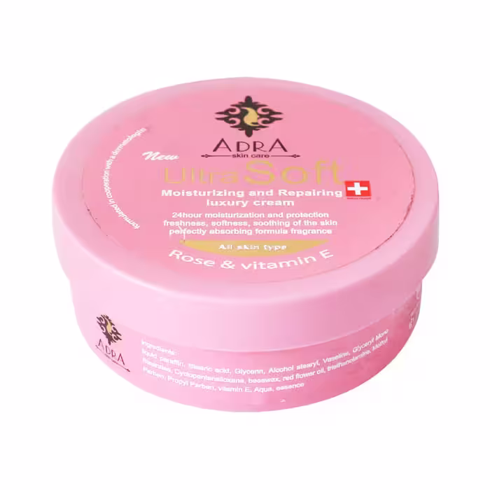 کرم مرطوب کننده کاسه ای دست و صورت آدرا حاوی روغن گل سرخ و ویتامین ای 200 میلی لیتر | Adra Rose and Vitamin E Moisturizing And Repairing Luxury Cream 200 ml