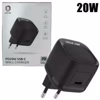 آداپتور شارژر 2پین با خروجی type c 20w PD Green Lion