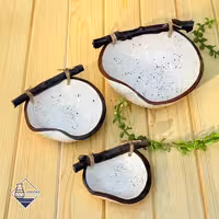 کاسه سه عددی دفرمه سفید طرح نیلوفر