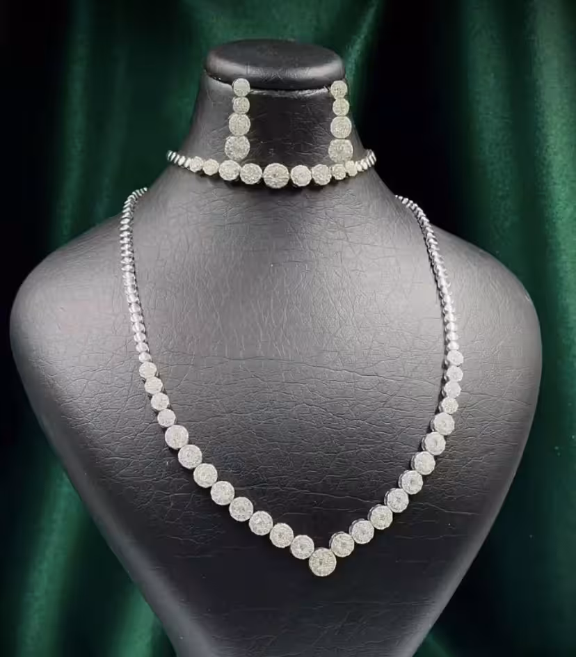 سرویس نقره جواهری زنانه کد 60180