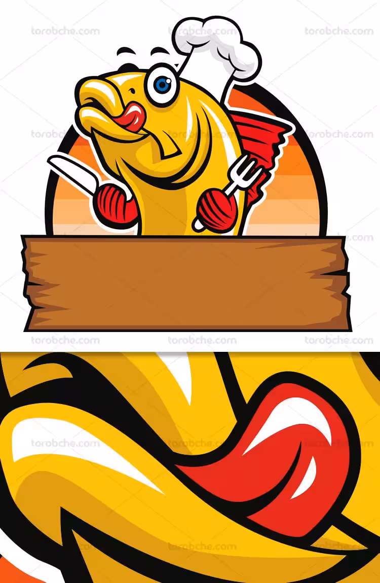 وکتور لوگو ماهی کاراکتر | گرافیک با طعم تربچه