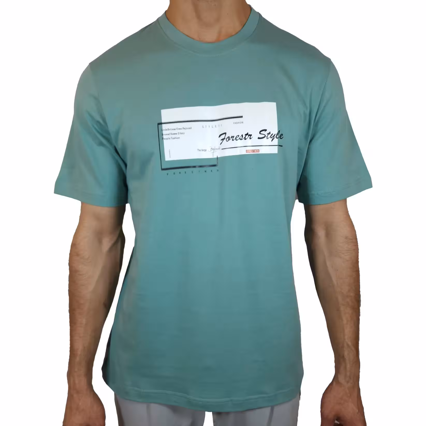 تیشرت نخ پنبه فارست من سبز تیفانی کد 1041187