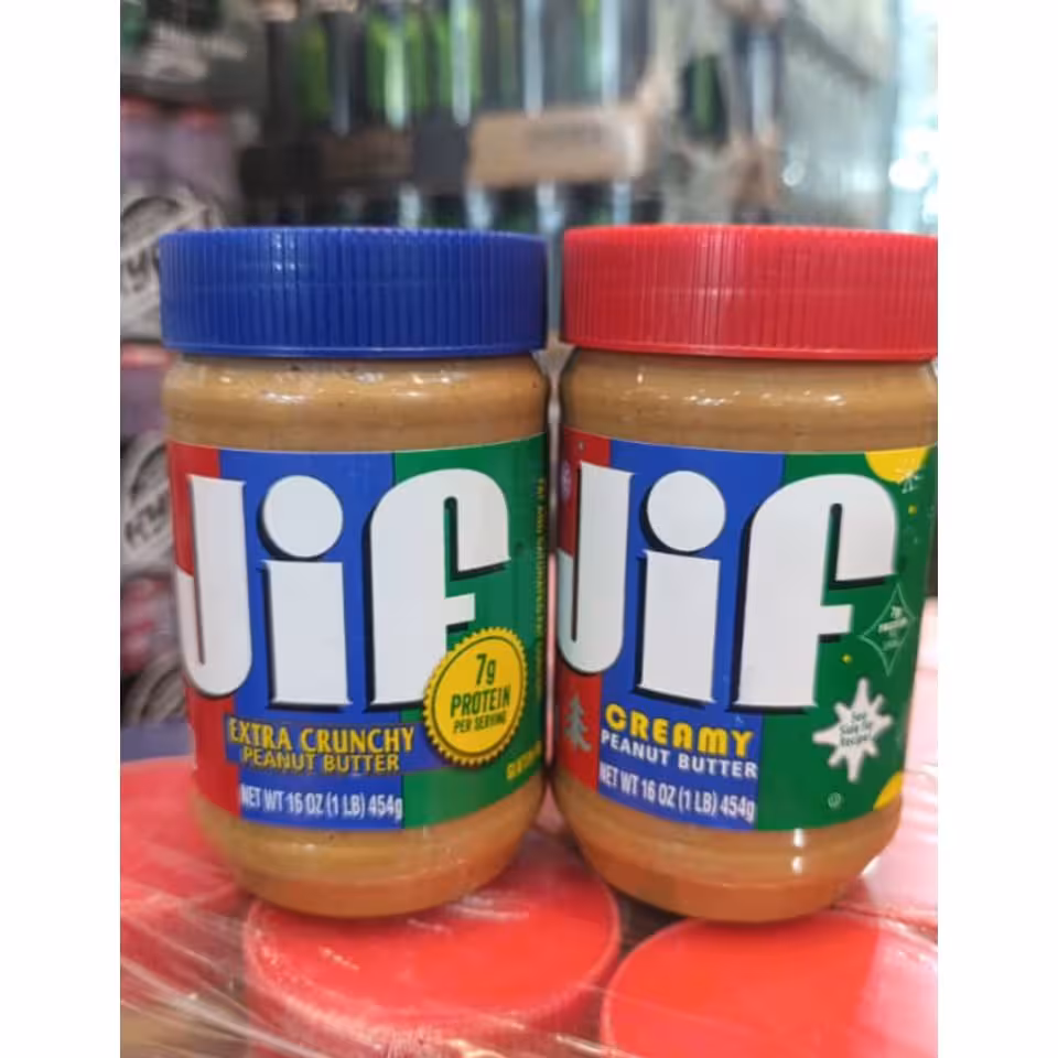 کره بادام زمینی جیف قرمز و آبی بسته 12 عددی jif