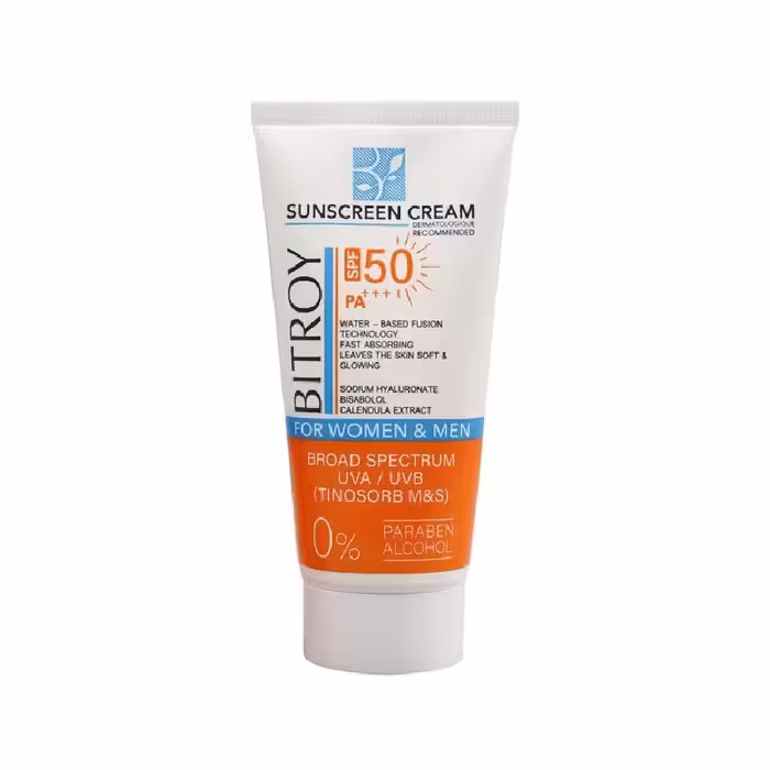 کرم ضد آفتاب بی رنگ مناسب پوست خشک SPF50 بیتروی 50ml