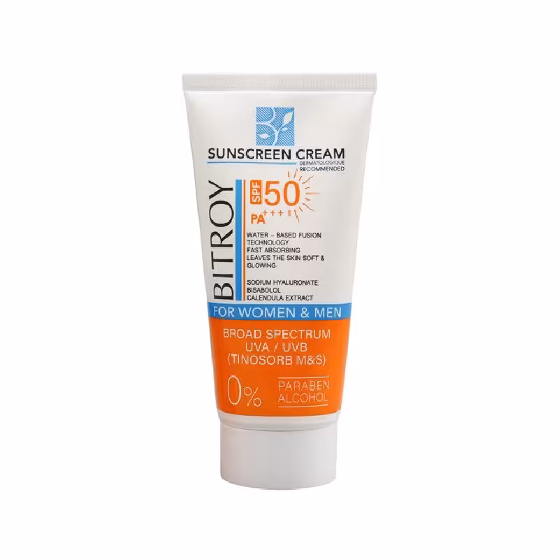 کرم ضد آفتاب بی رنگ مناسب پوست خشک SPF50 بیتروی 50ml
