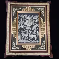 تابلو قلمزنی با قاب خاتم کاری صلیبی 40در50