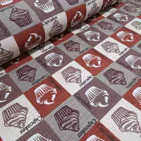 پارچه  آشپزخانه ای پنبه ای عرض 150 طرح کافه 