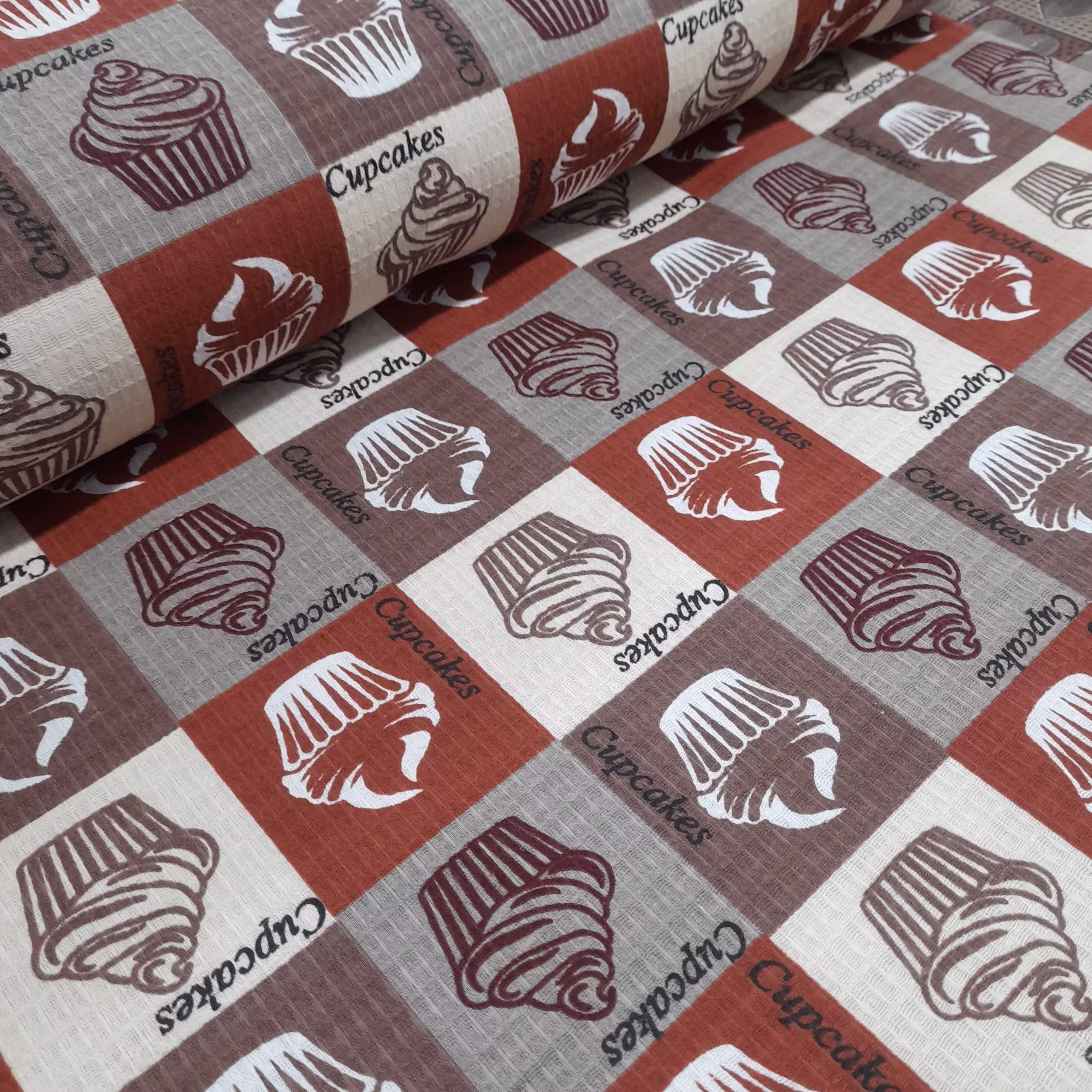 پارچه  آشپزخانه ای پنبه ای عرض 150 طرح کافه 