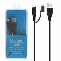 کابل شارژ و دیتا 2 کاره میکرو و Type C 1متری کنفی Beyond BA-319 2in1