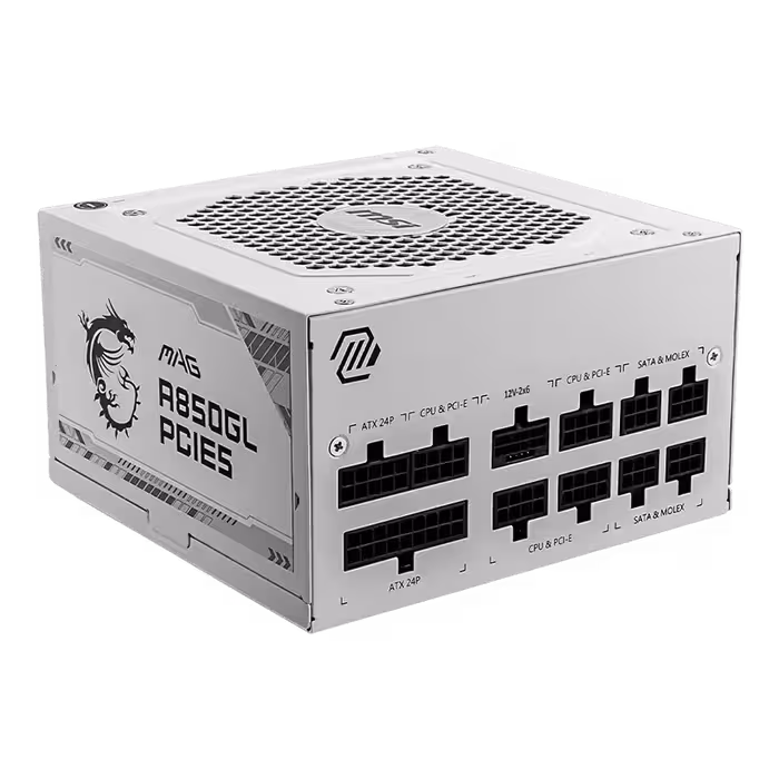 پاور 850 وات ام اس آی MSI MAG A850GL PCIE5 Full Modular GOLD ATX 3.1 WHITE