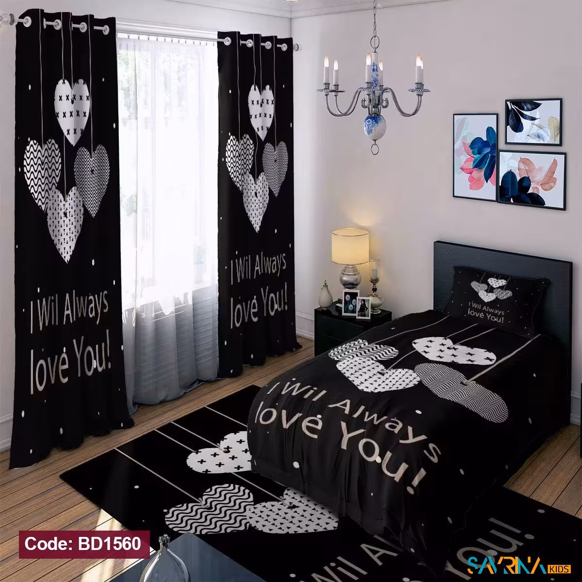 ست اتاق خواب طرح قلب کد BD1560