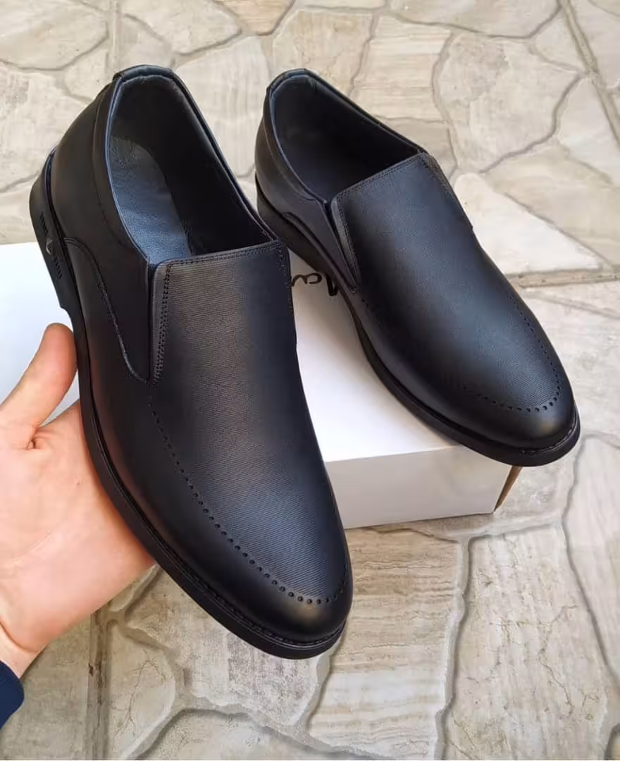 کفش مردانه طبی تمام چرم کد 2951 بدون بند
