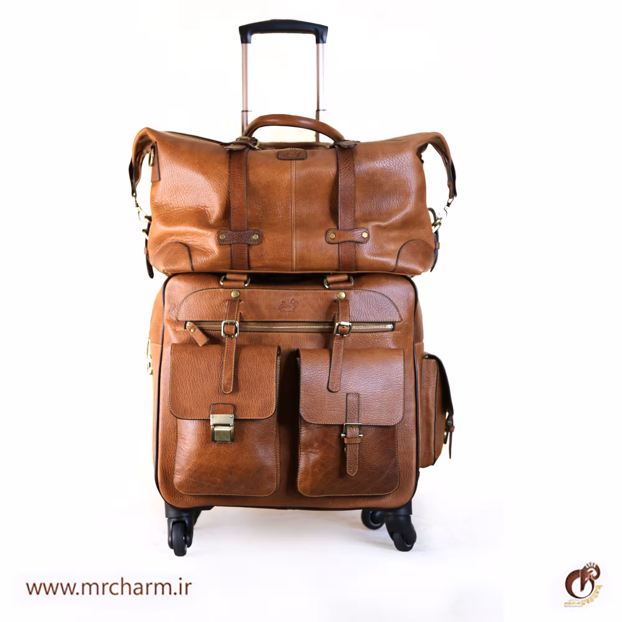 ست چمدان و ساک چرم کلاسیک mrc168-14