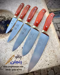 چاقو آشپزخانه زنجان 5 پارچه دسته پادوک اصل تیغه ضد زنگ