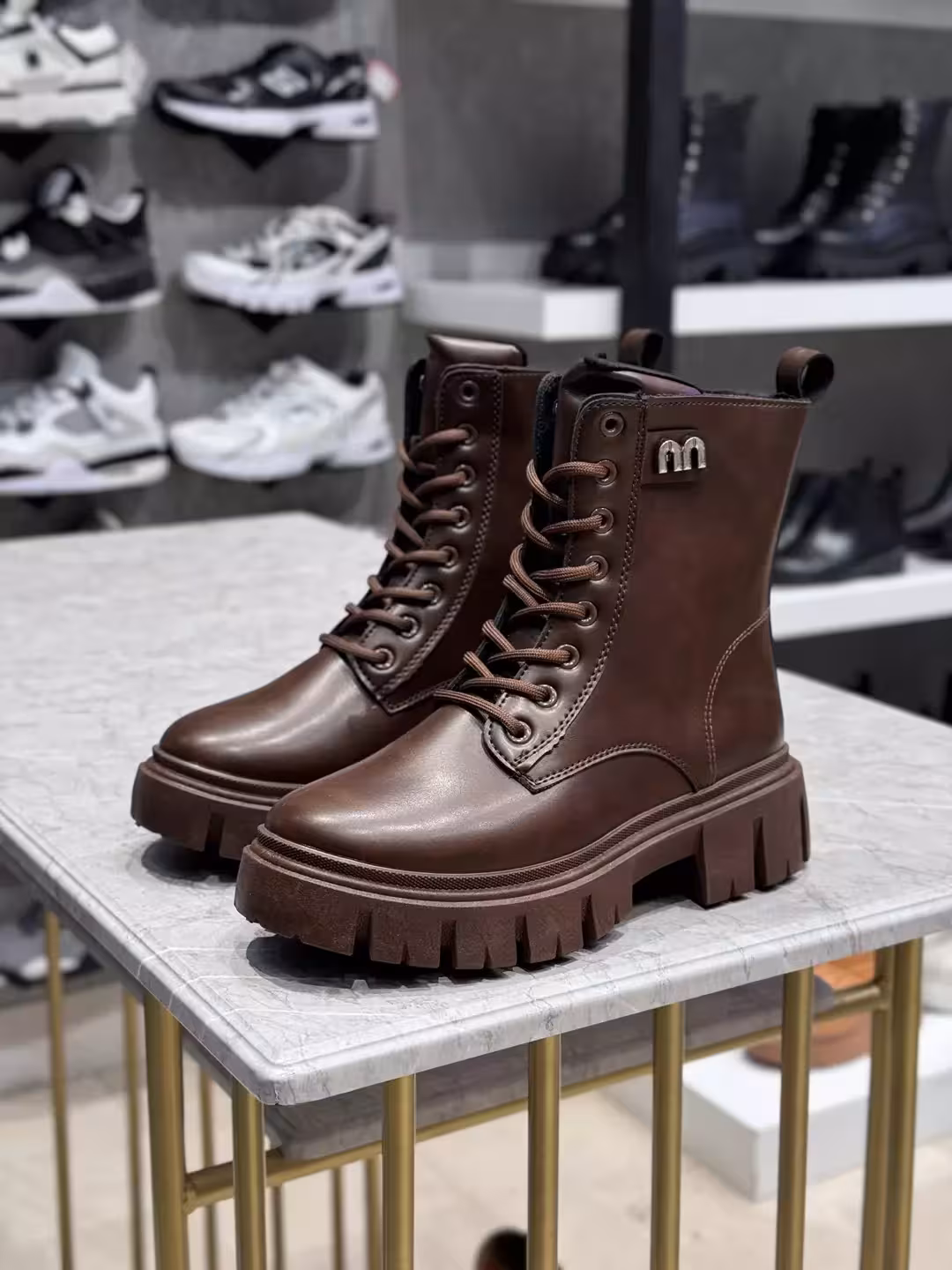 نیم بوت وارداتی بنددار کد M11527 رنگ قهوه ای سایز 38