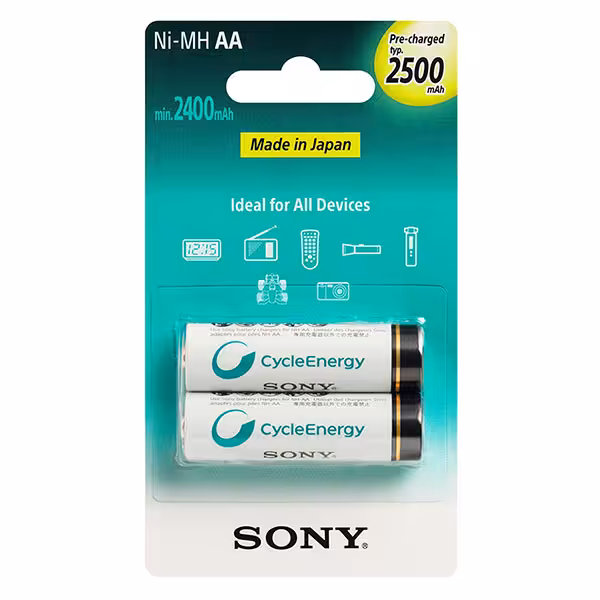 باتری قابل‌ شارژ قلمی سونی مدل Ni-MH AA بسته‌ی 2 عددی