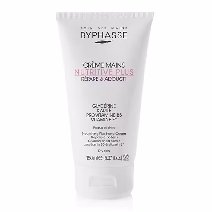 کرم دست ترمیم کننده و نرم کننده بایفاس مناسب پوست خشک 150 میل Byphasse Nutritive Plus Hand Cream