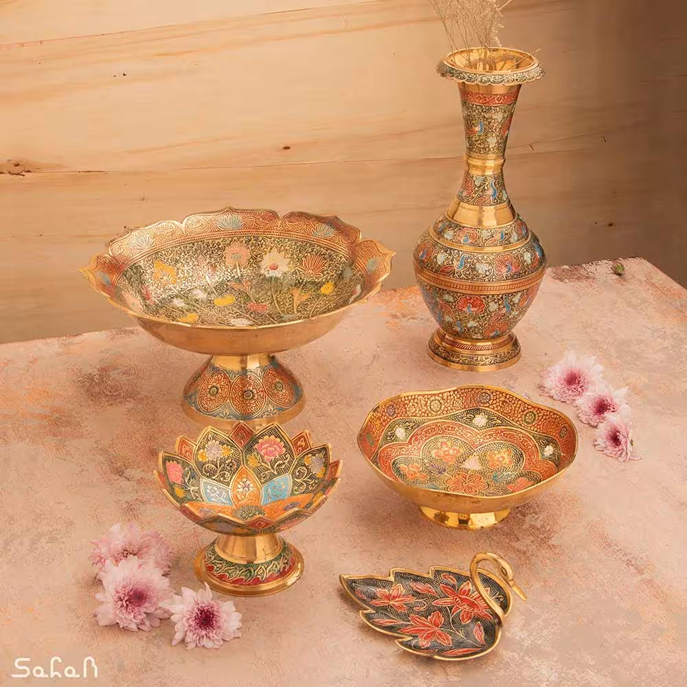 ست پذیرایی برنجی میناکاری کد 287