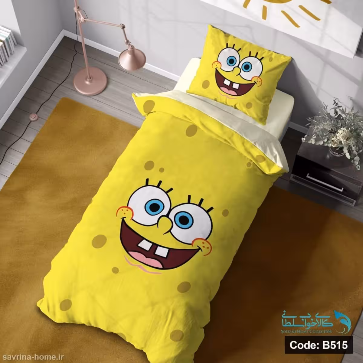 روتختی یک نفره سه بعدی طرح باب اسفنجی کد BD515 چهار تکه