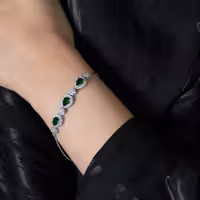 دستبند نقره طرح اشک نگین سبز ES_9323