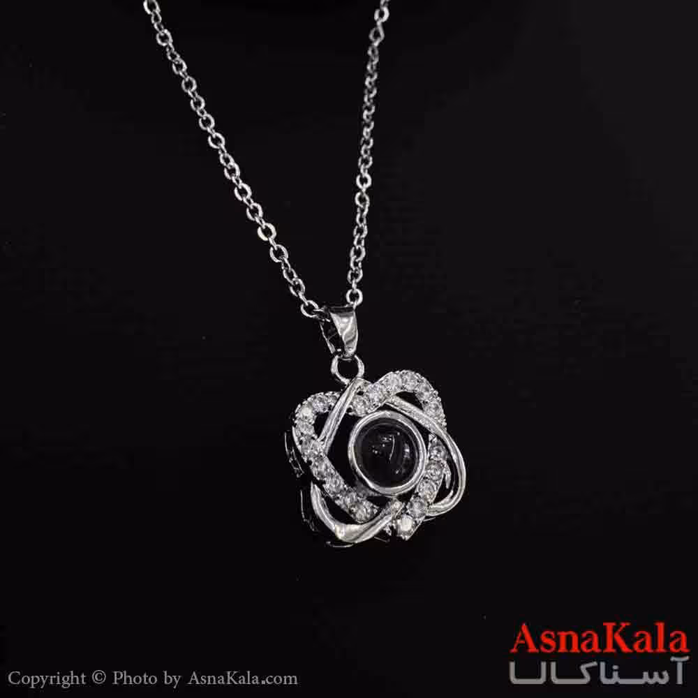 گردنبند تلسکوپی دوستت دارم به صد زبان دنیا طرح گل  کد GNB161575W