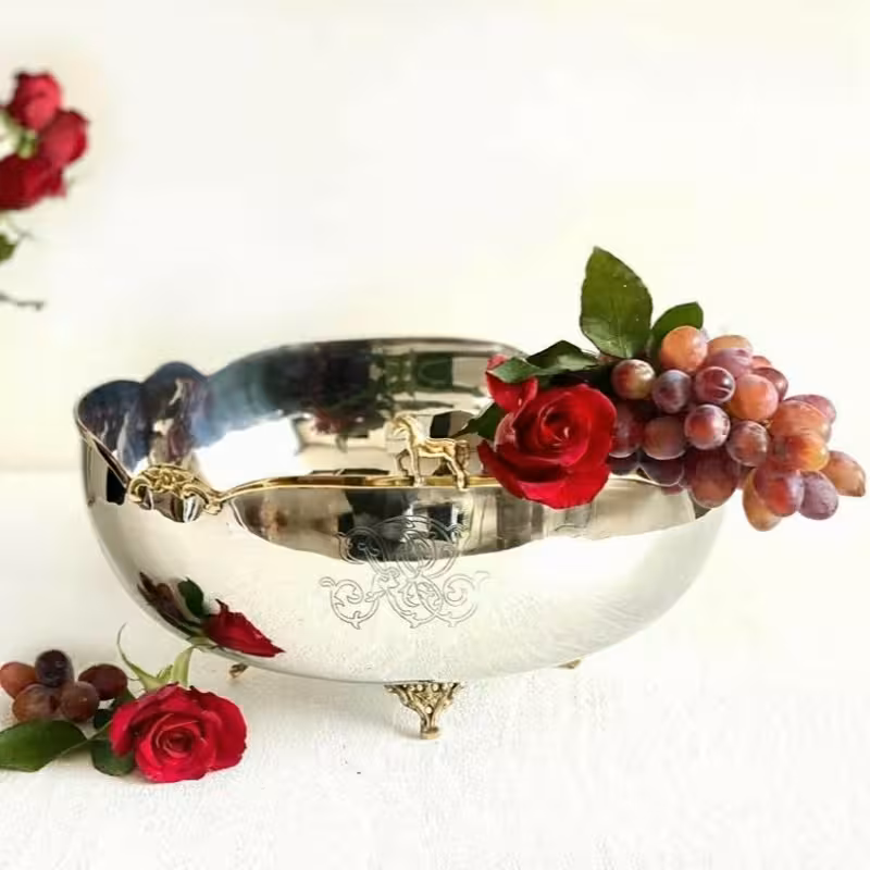 کاسه سه پایه سایز 3 استیل برنج کد 4823
