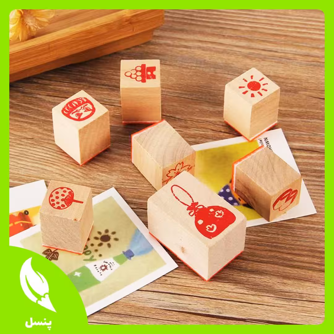ست مهر چوبی 7 تایی قرمز