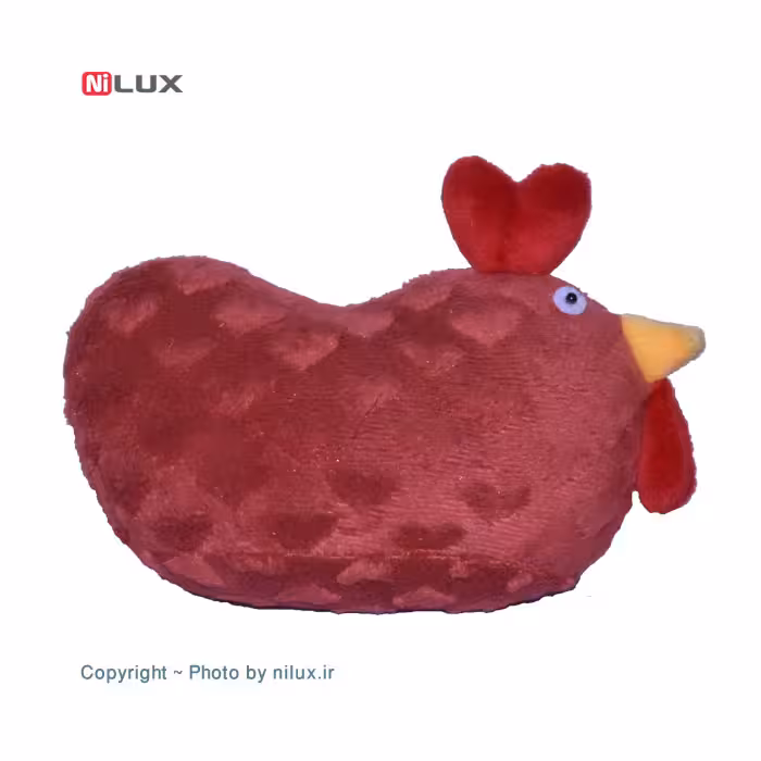 عروسک خروس تنبل به رنگ آجری ارتفاع 10 سانتی متر