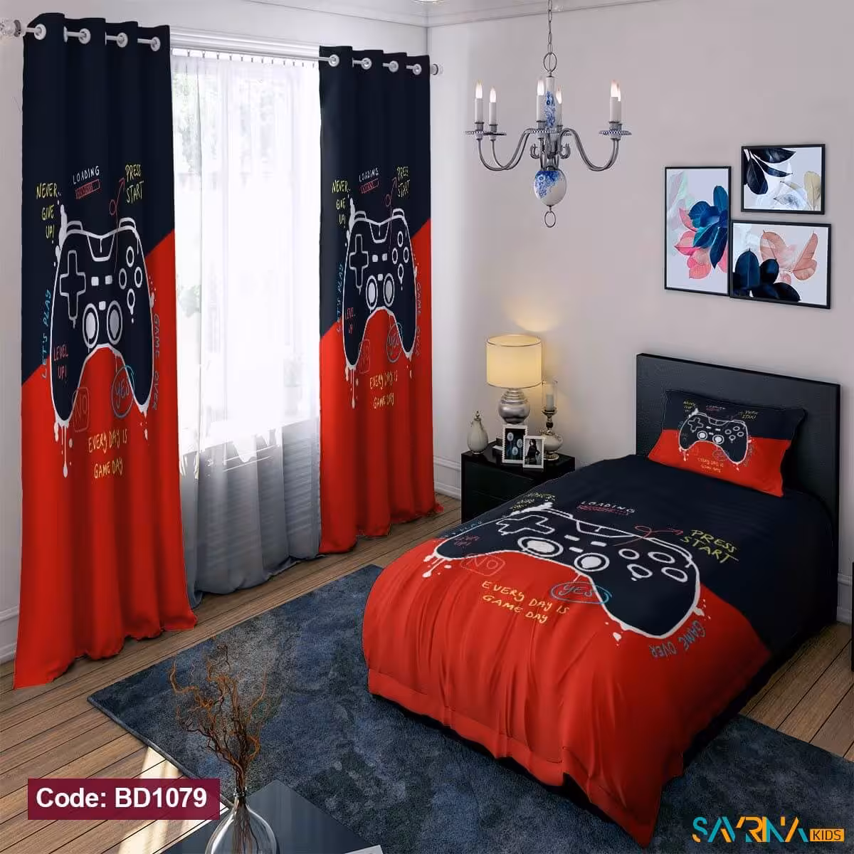 ست اتاق خواب پسرانه طرح گیم کد BD1079