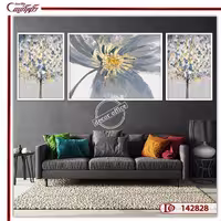 تابلو دکوراتیو سه‌تکه طرح گل و درخت مدرن A142828