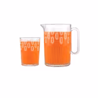 ست پارچ و لیوان شیشه ای شیاردار لیمون
