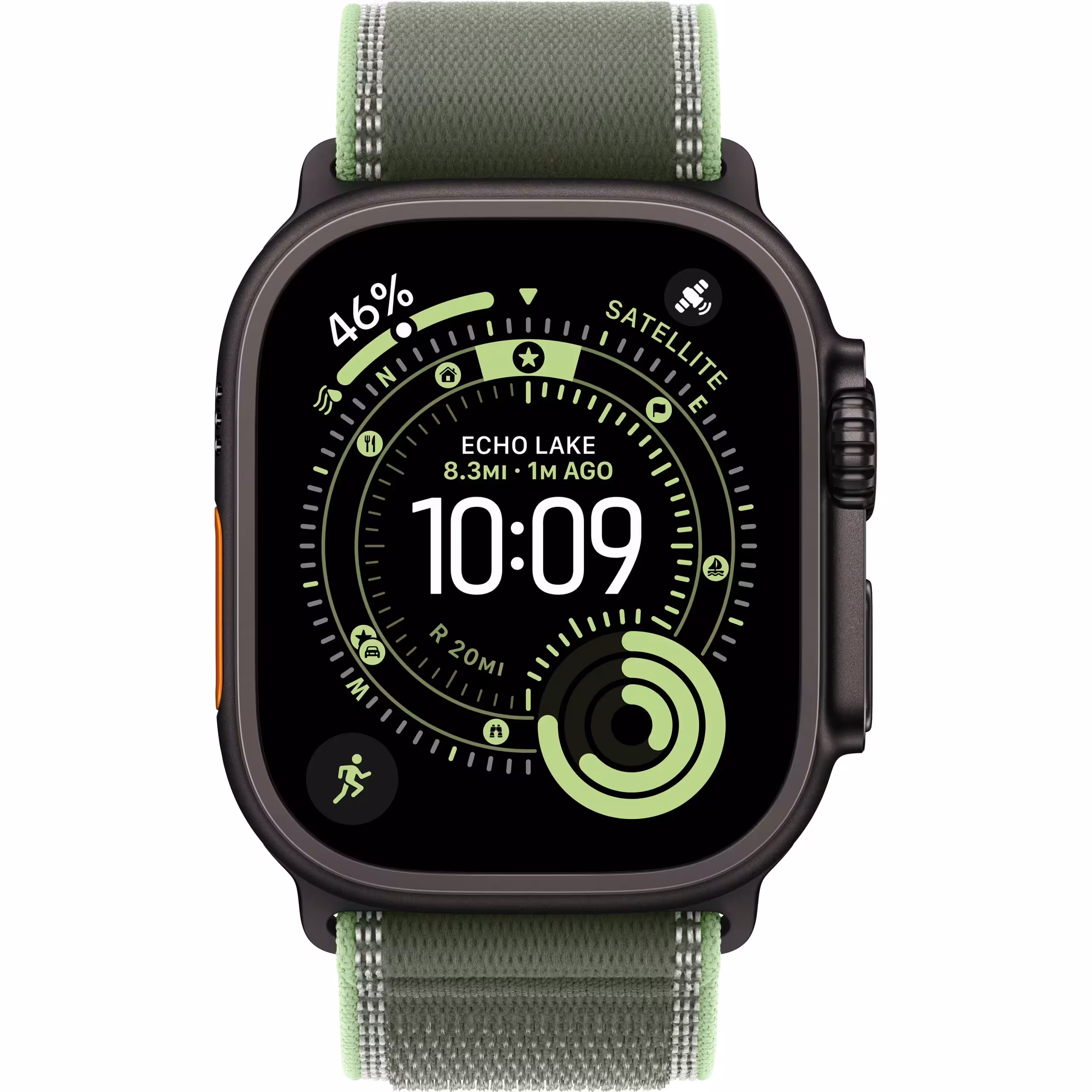 اپل واچ مدل Ultra 3 Black Titanium Case Trail Green/Neon Band