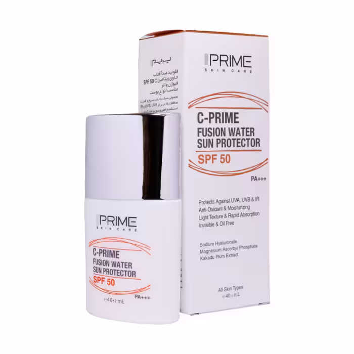 فلوئید ضد آفتاب پریم.رطوبت رسان قوی.حاوی ویتامین  spf 50 c.حجم 40 میل