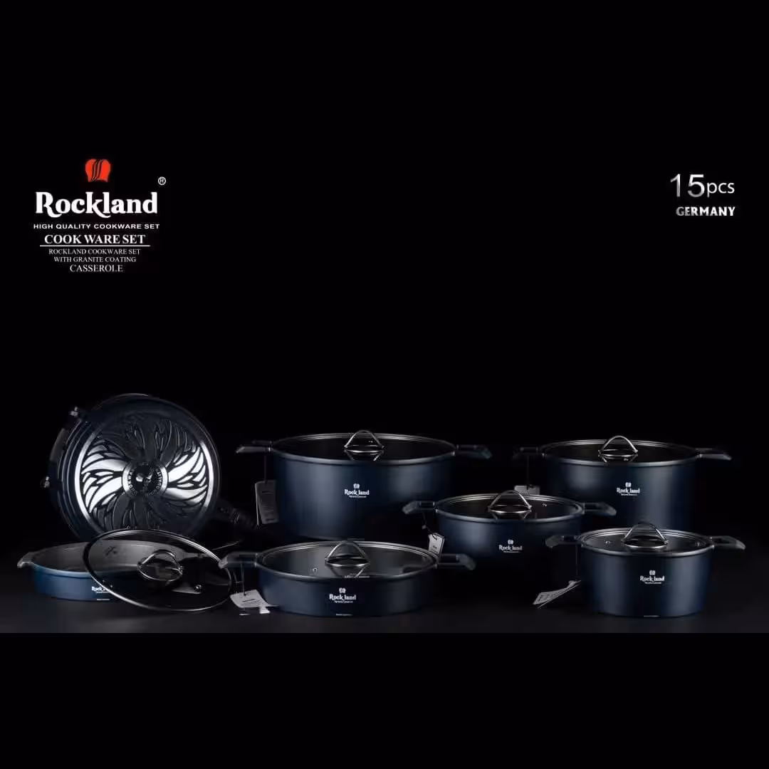 سرویس قابلمه 15 پارچه طرح آلمان برند راکلند رنگ  سورمه ای