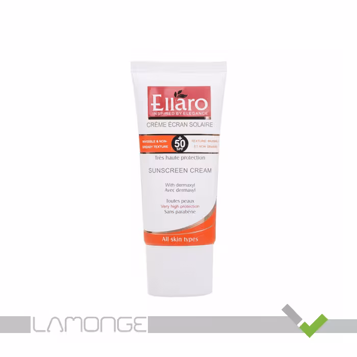 کرم ضد آفتاب SPF50 بی رنگ الارو مناسب انواع پوست حجم 50 میلی لیتر