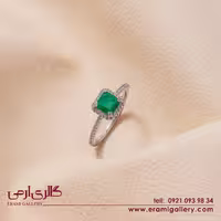 انگشتر نقره طرح مربع نگین سبز ES_5276
