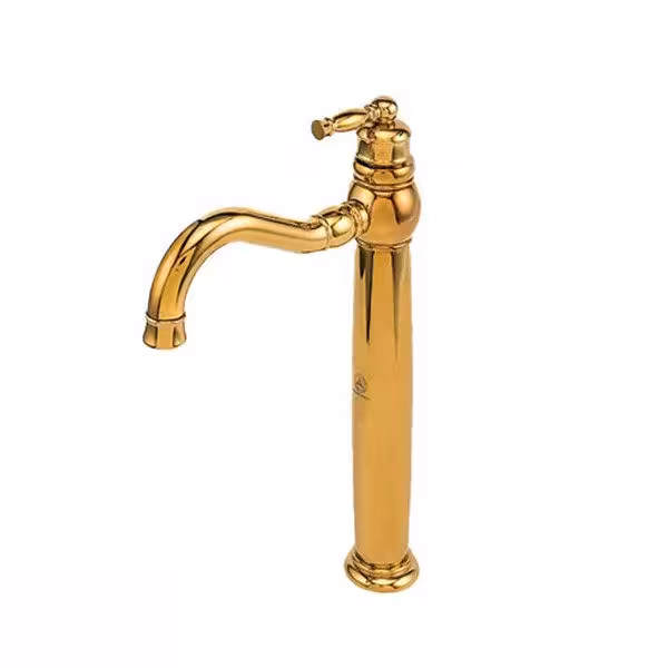 شیر روشویی پایه بلند آنتیک طلایی قهرمان