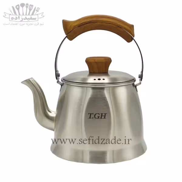 کتری لوله دار کف چدن قیطاسی کاوه 2.5 لیتری دسته طرح چوب 30207