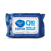 دستمال مرطوب پاک کننده آرایش مدل AGE FIGHTER میوه ای سری Q10 درب دار 50 عددی مخصوص پوست حساس و خشک دافی Dafi