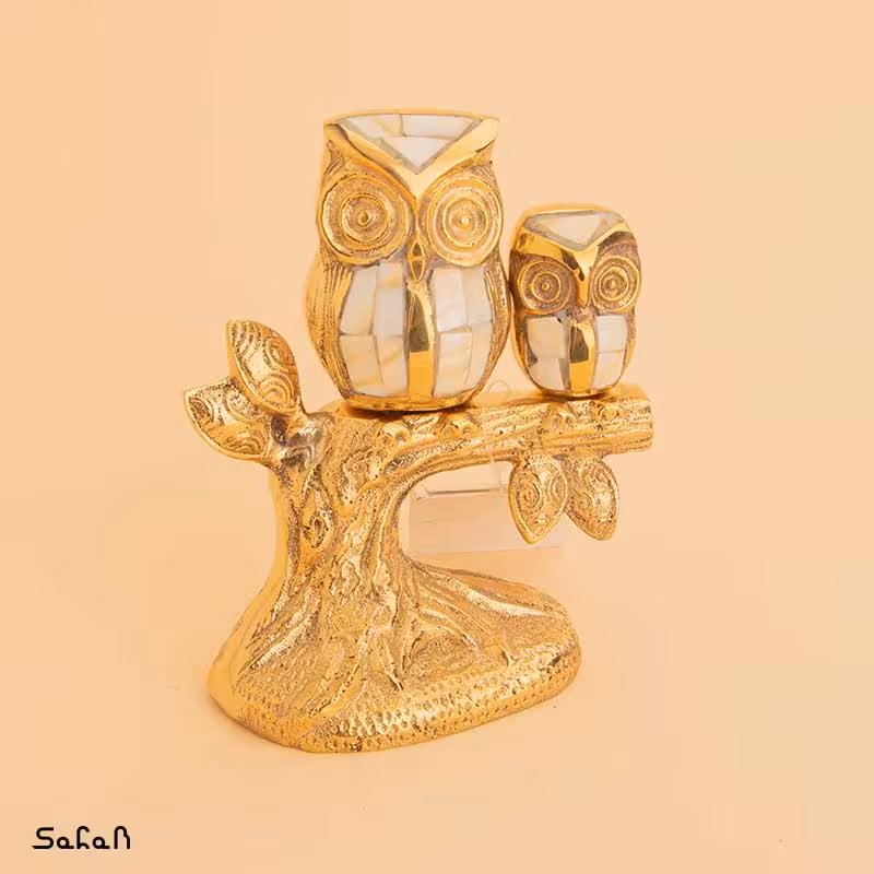 مجسمه جغد برنج و صدف 6476