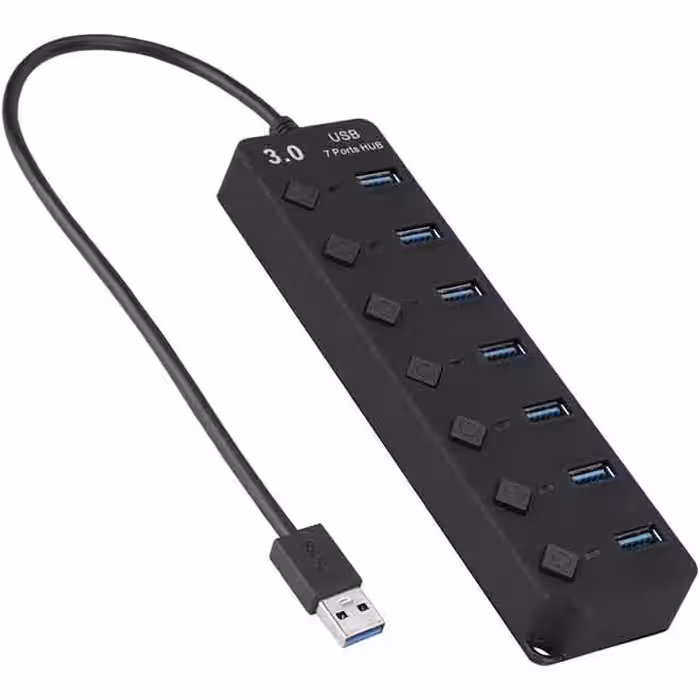 هاب یو اس بی 7 پورت همراه با کلید قطع و وصل USB 3.0 مدل Hi-Speed