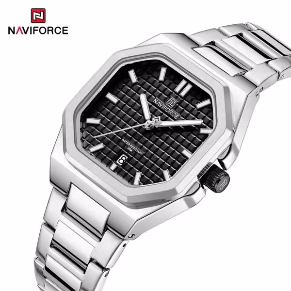 ساعت مچی نیوی فورس اورجینال نقره ای مشکی Naviforce NF5053