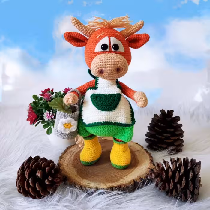 عروسک بافتنی مدل گاو گابروش کد 60254